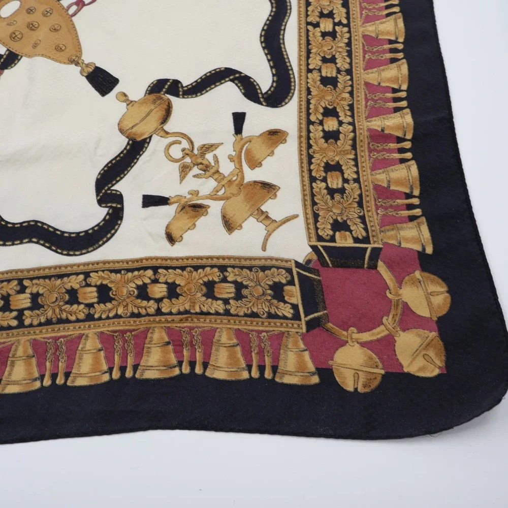 Adrianna Papell Scarf Womens OS Cream Black Gold Equestrian Bell Crest Square